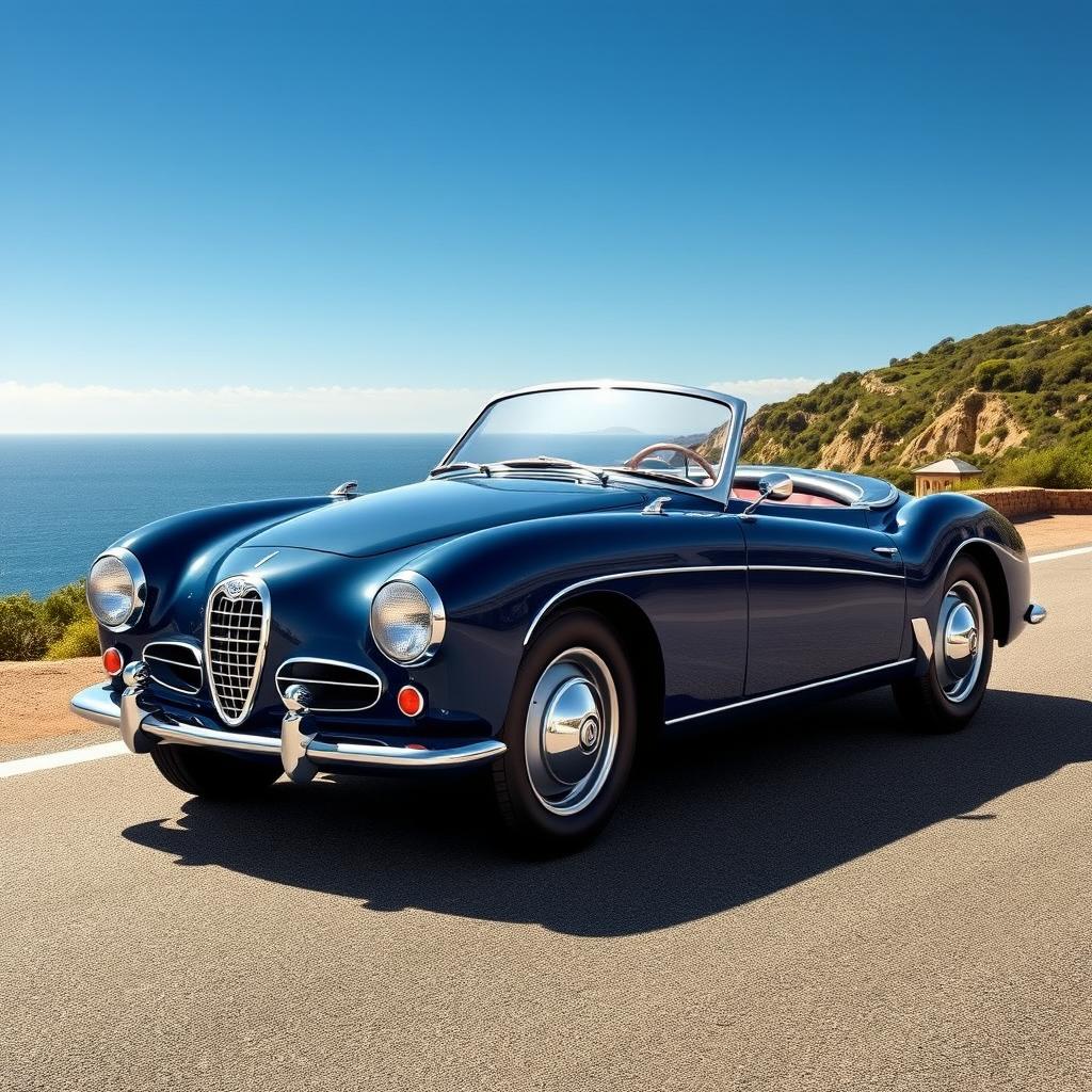 A highly detailed and realistic depiction of a car inspired by the iconic 1955 Lancia Aurelia B24S Spider