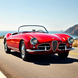 An original design of a vintage sports car inspired by the 1955 Lancia Aurelia B24S Spider, featuring sleek curves and aerodynamic lines