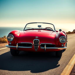 An original design of a vintage sports car inspired by the 1955 Lancia Aurelia B24S Spider, featuring sleek curves and aerodynamic lines