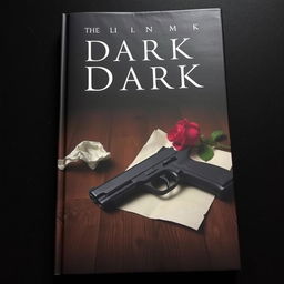 A dark book cover featuring a single handgun lying on a rustic wooden table