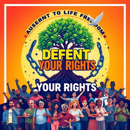 A vibrant and engaging poster design for a 'Right to Life and Freedom' campaign