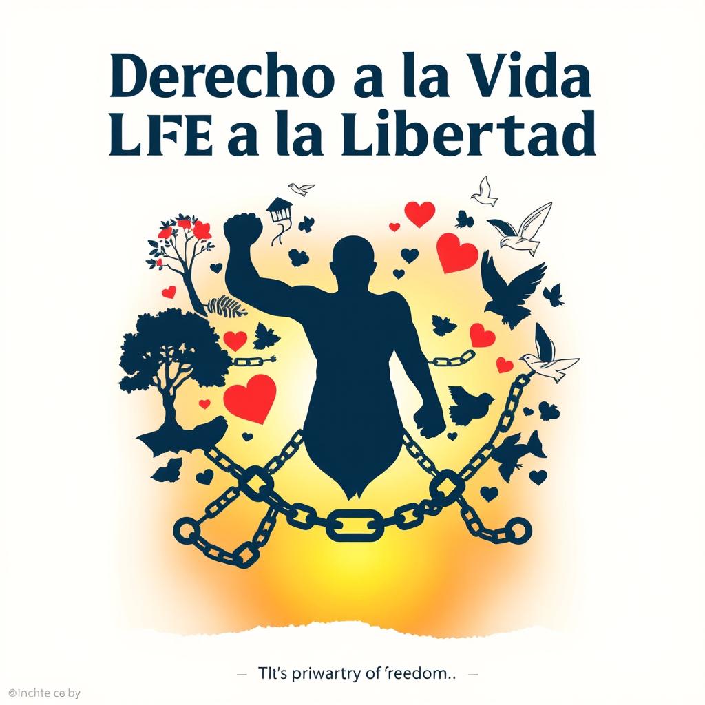 A powerful and evocative artistic representation of a 'Right to Life and Freedom' cartel