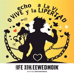 A powerful and evocative artistic representation of a 'Right to Life and Freedom' cartel