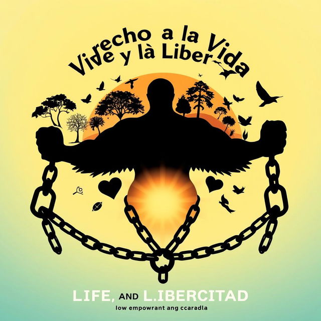 A powerful and evocative artistic representation of a 'Right to Life and Freedom' cartel