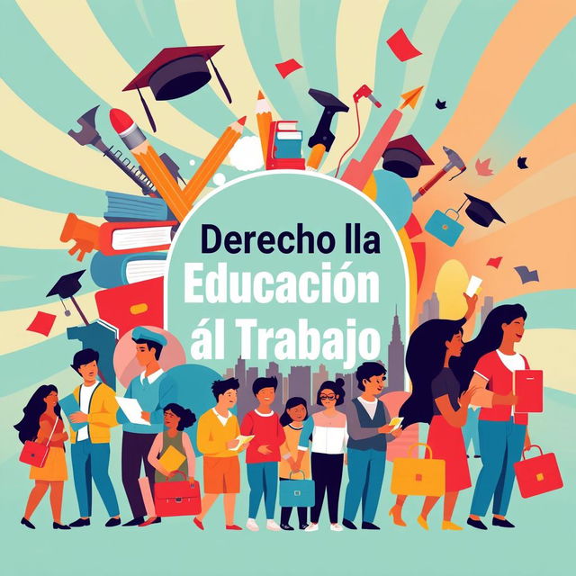 A powerful and vibrant poster showcasing the theme of the right to education and work