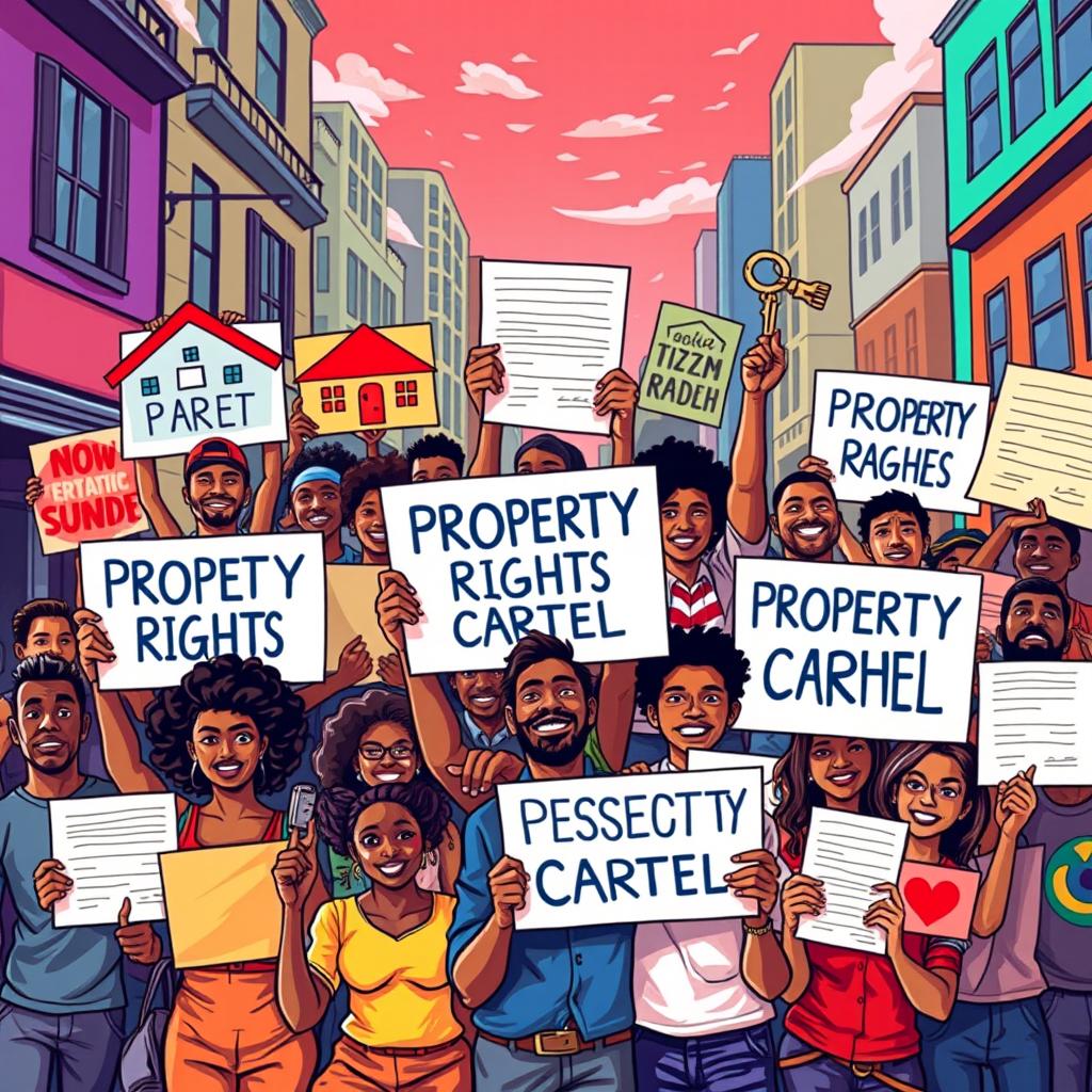 A vibrant and engaging artwork representing a 'Property Rights Cartel'