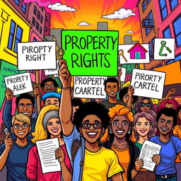 A vibrant and engaging artwork representing a 'Property Rights Cartel'