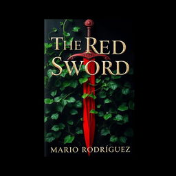 A striking fantasy book cover for 'The Red Sword' by Mario Rodríguez