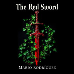 A striking fantasy book cover for 'The Red Sword' by Mario Rodríguez