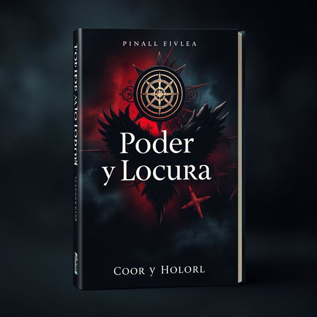 A striking book cover design for 'Poder y Locura', featuring a bold and centered title in an elegant serif font