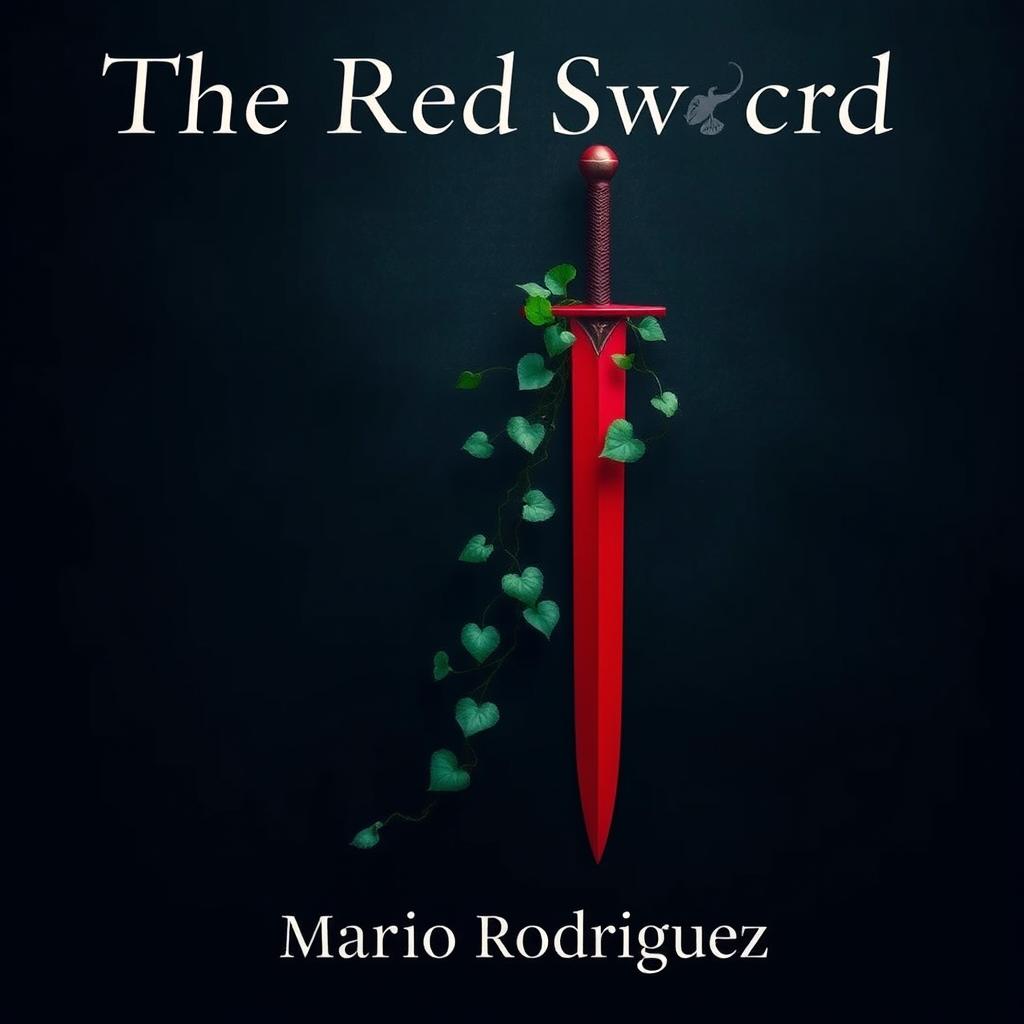 A minimalist fantasy book cover for 'The Red Sword' by Mario Rodríguez