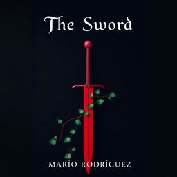 A minimalist fantasy book cover for 'The Red Sword' by Mario Rodríguez