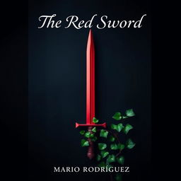 A minimalist fantasy book cover for 'The Red Sword' by Mario Rodríguez