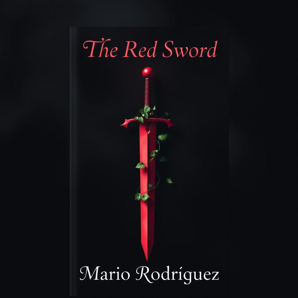 A fantasy book cover for 'The Red Sword' by Mario Rodríguez