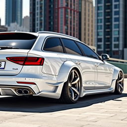 A stunning white Audi S4 B7 Avant featuring a wide body kit, showcasing its sleek and sporty design