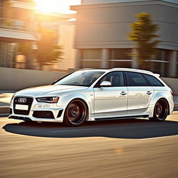 A magnificent white Audi S4 B7 Avant featuring a wide body kit and fitted with stylish 18" BBS 511 wheels