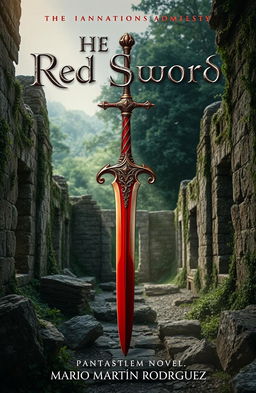 A captivating book cover for the fantasy novel 'The Red Sword' by Mario Martín Rodríguez