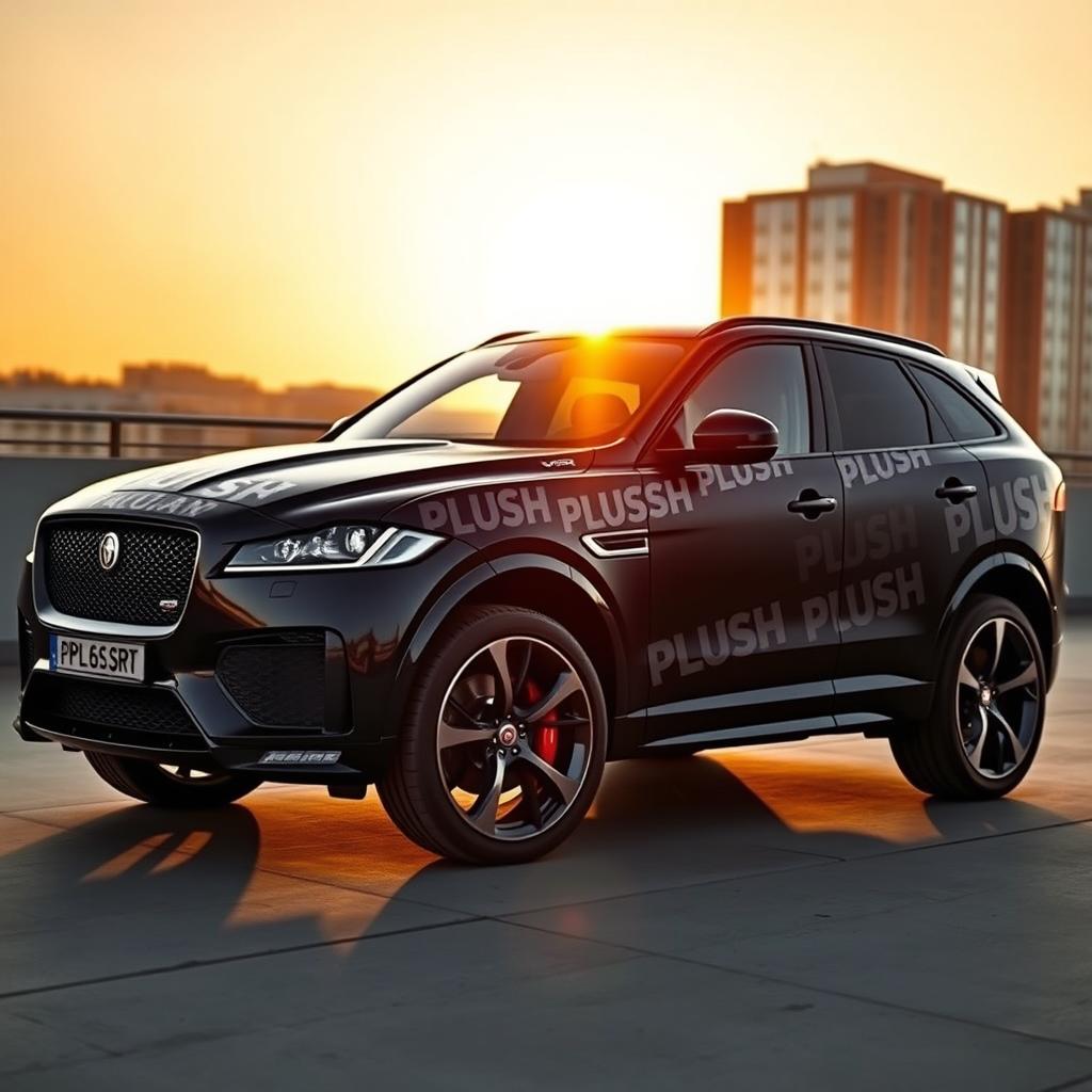 A sleek black Jaguar F-Pace SVR, showcasing its aggressive and sporty design