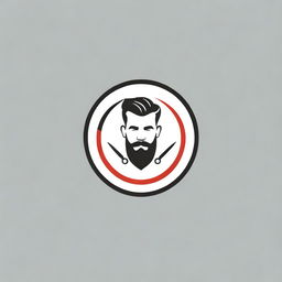 Create a chic and masculine logo for a barber shop named 'Daher'. Incorporate elements like barber pole, scissors, and a grooming brush into the design, using a color palette of black, white, and red.