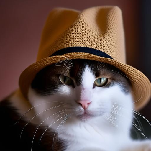 A charming cat wearing a stylish hat