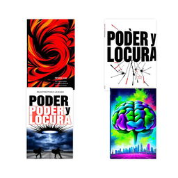 A collection of four visually striking book covers with the title 'Poder y Locura' prominently displayed