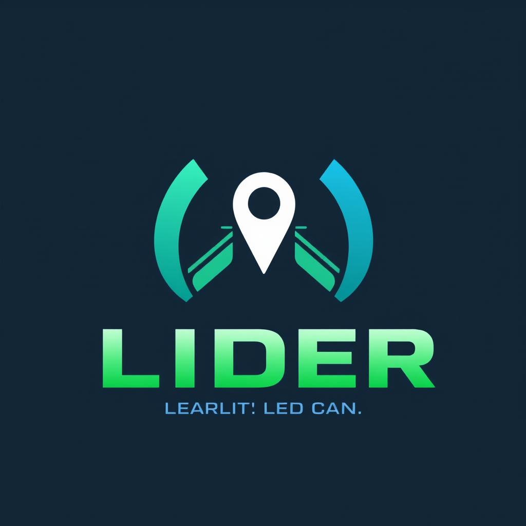 A logo design for a vehicle tracking company named "LIDER", prominently featuring a GPS symbol as the central motif