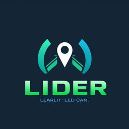 A logo design for a vehicle tracking company named "LIDER", prominently featuring a GPS symbol as the central motif