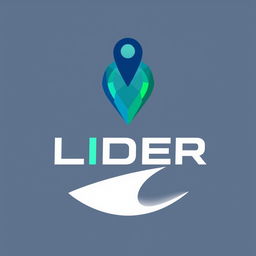 A logo design for a vehicle tracking company named "LIDER", prominently featuring a GPS symbol as the central motif