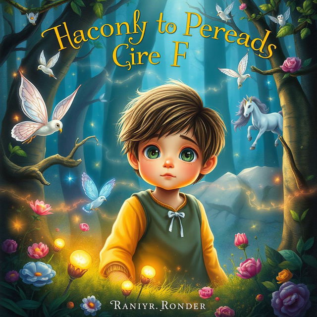 A captivating book cover featuring a lonely child abandoned by their parents in a magical forest