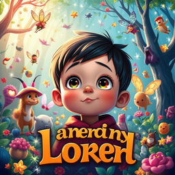 A vibrant animated book cover depicting a lonely child abandoned by their parents in a magical forest