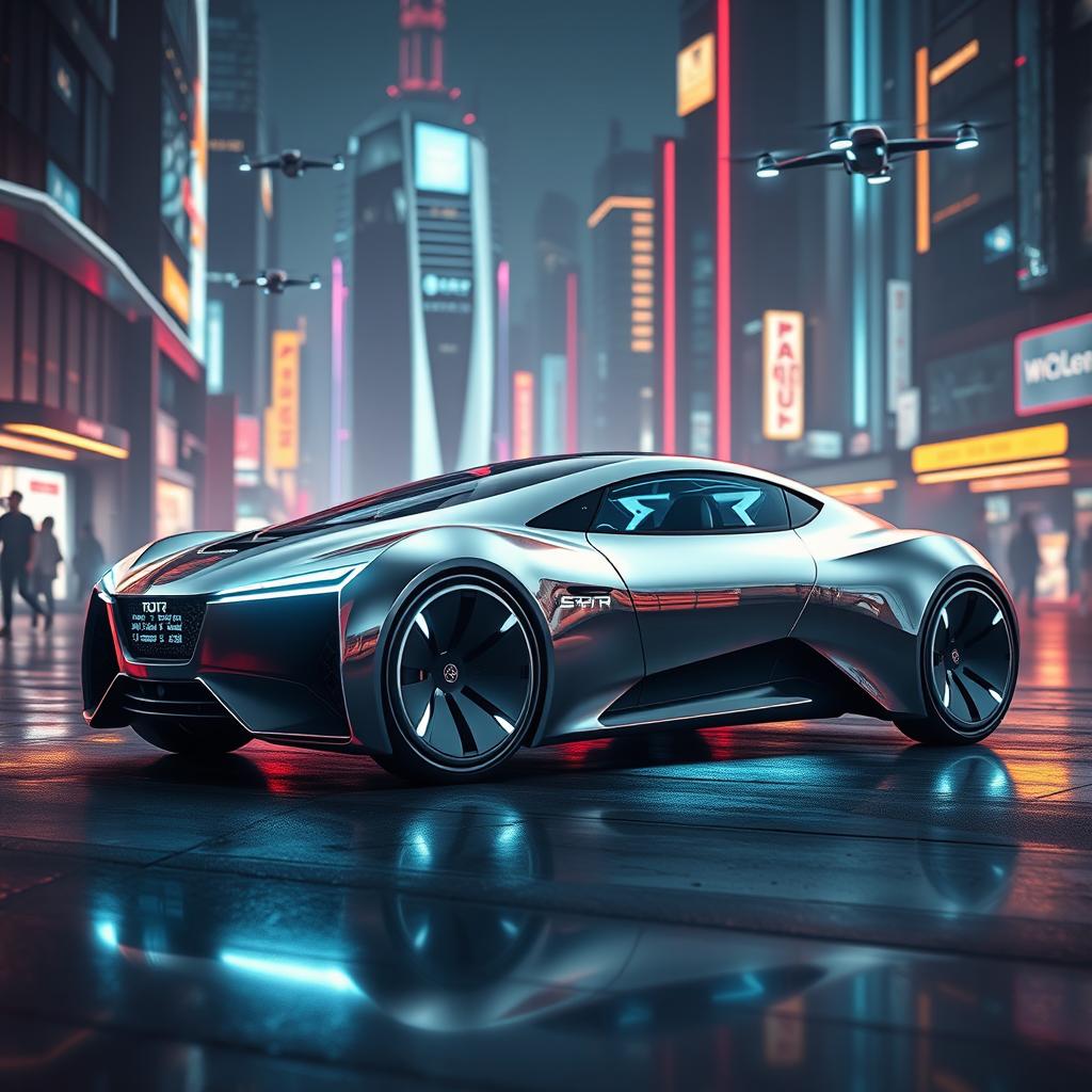 A futuristic car design that blends cutting-edge technology with sleek aesthetics