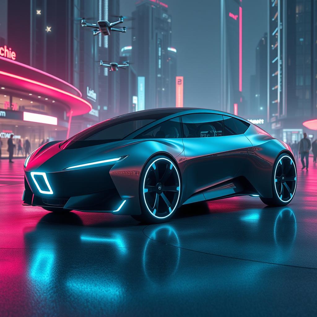 A futuristic car design that blends cutting-edge technology with sleek aesthetics