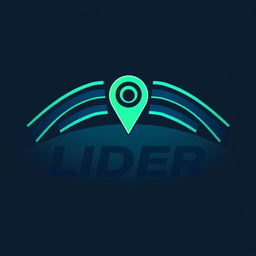 A logo design for a vehicle tracking company named "LIDER", featuring a prominent GPS symbol combined with wave signals representing connectivity and tracking accuracy