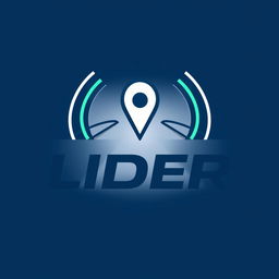 A logo design for a vehicle tracking company named "LIDER", featuring a prominent GPS symbol combined with wave signals representing connectivity and tracking accuracy