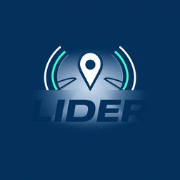 A logo design for a vehicle tracking company named "LIDER", featuring a prominent GPS symbol combined with wave signals representing connectivity and tracking accuracy