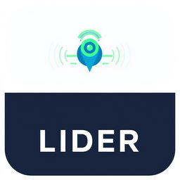 A logo design for a vehicle tracking company named "LIDER", featuring a prominent GPS symbol combined with wave signals representing connectivity and tracking accuracy