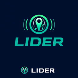 A logo design for a vehicle tracking company named "LIDER", featuring a prominent GPS symbol surrounded by wave signals that represent connectivity and tracking