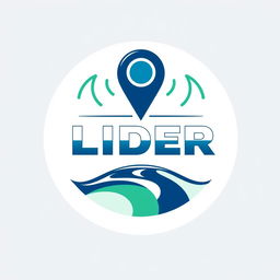 A logo design for a vehicle tracking company named "LIDER", featuring a prominent GPS symbol surrounded by wave signals that represent connectivity and tracking