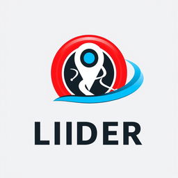 A professional logo design for a vehicle tracking company named "LIDER", featuring a prominent GPS symbol surrounded by wave signals that symbolize connectivity and real-time tracking