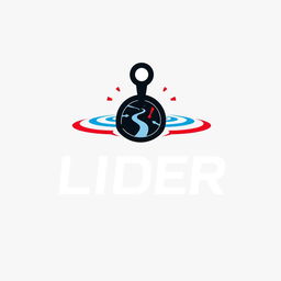 A professional logo design for a vehicle tracking company named "LIDER", incorporating a prominent GPS symbol surrounded by wave signals that represent connectivity and real-time tracking