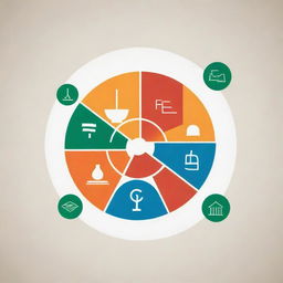 Create an image with abstract symbols representing economics, such as pie charts, bar graphs, and percentages, intertwined with symbols of academia like cap, diploma, books, and the ivy league architecture.