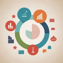 Create an image with abstract symbols representing economics, such as pie charts, bar graphs, and percentages, intertwined with symbols of academia like cap, diploma, books, and the ivy league architecture.