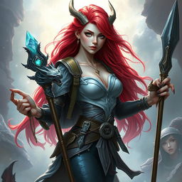 A striking humanoid mermaid draconic sorcerer, presenting an enchanting blend of fantasy elements