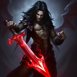 Alistar Bloodthirst, a 132-year-old vampire male from Ixalan, resembling a 27-year-old human in maturity