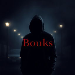 A dark, atmospheric book cover featuring the silhouette of a young man wearing a hooded sweatshirt standing on a dimly lit street