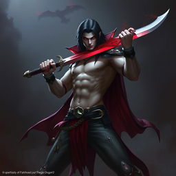 Alistar Bloodthirst, a 132-year-old male vampire from Ixalan, depicted as an adult equivalent to 27 human years