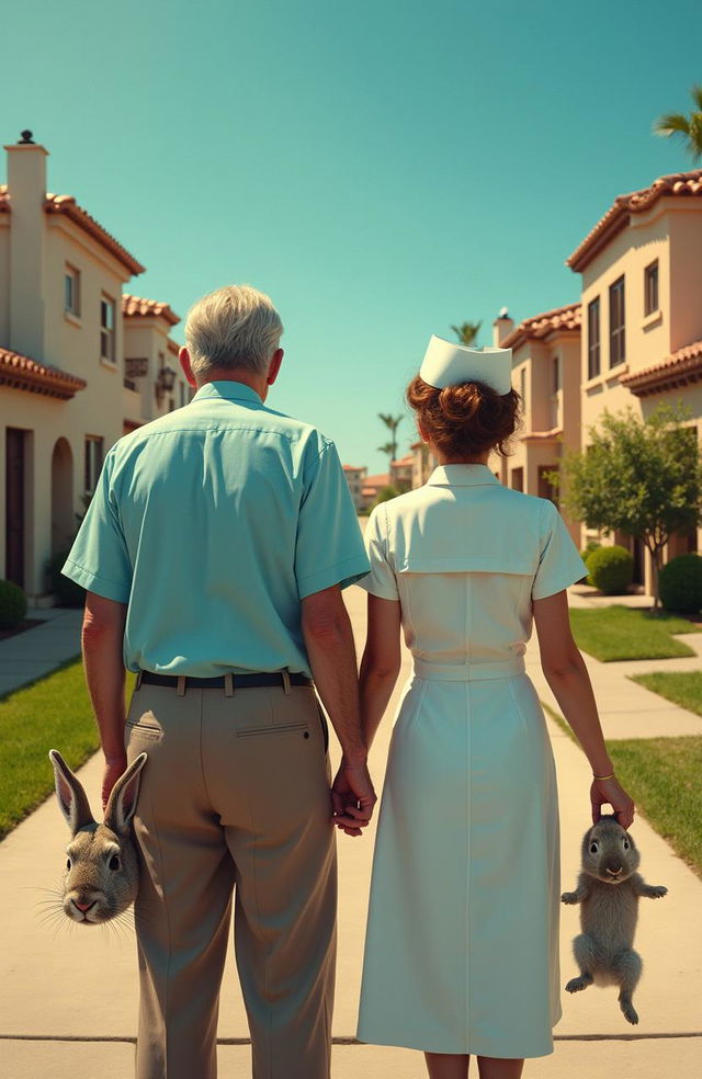 A movie poster depicting a sunny day in a Spanish-style, middle-class residential area