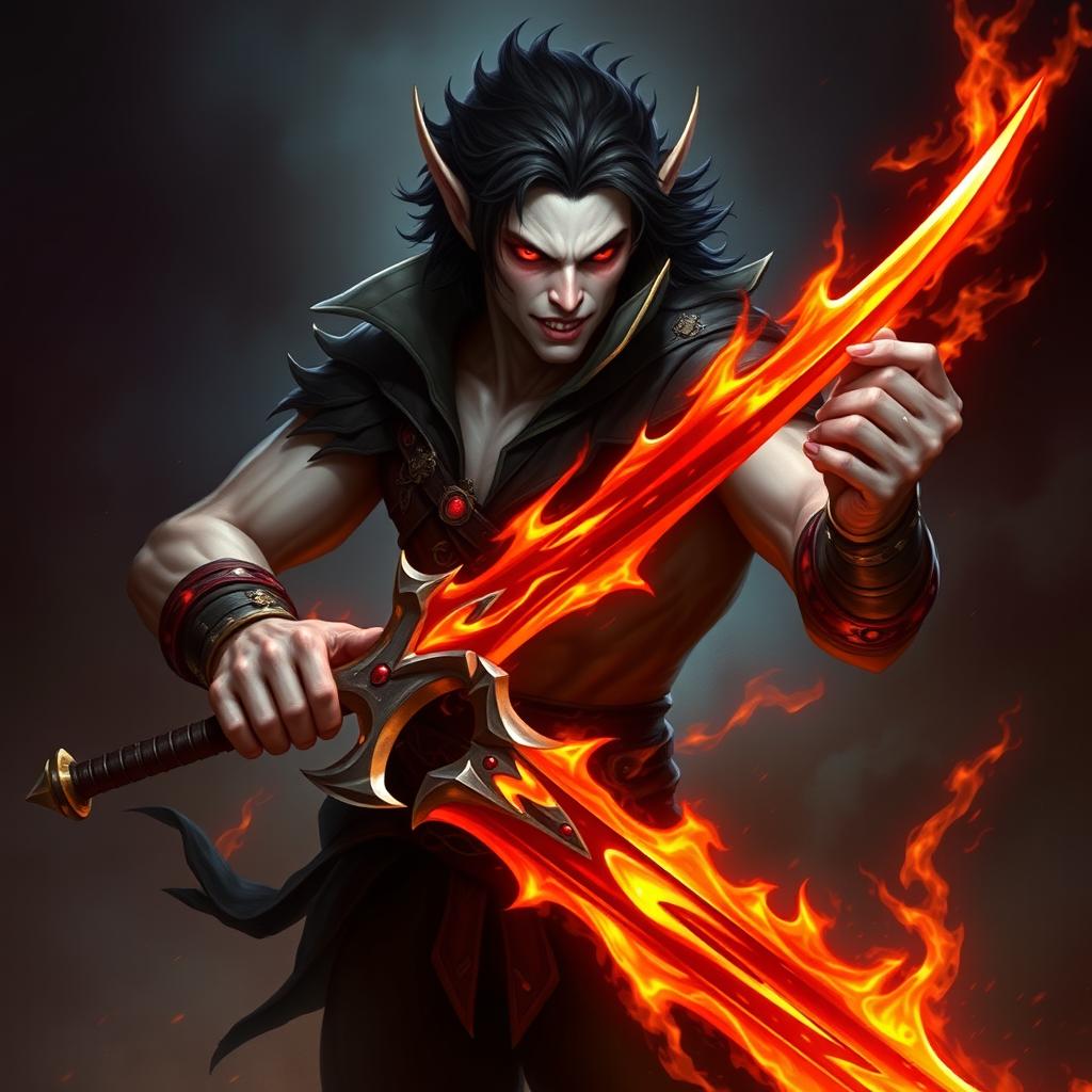 Alistar Bloodthirst, a 132-year-old male vampire from Ixalan, depicted as an adult equivalent to 27 human years