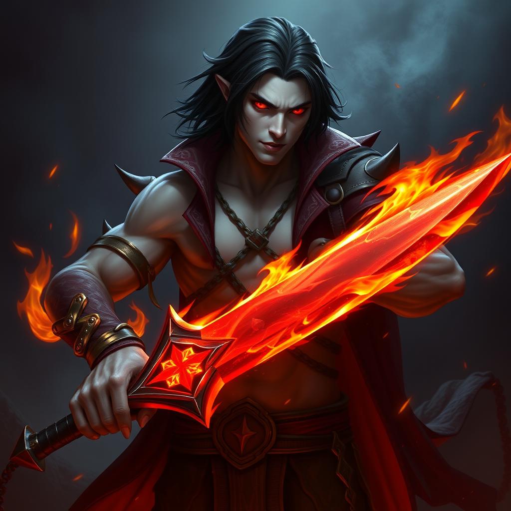 Alistar Bloodthirst, a 132-year-old male vampire from Ixalan, depicted as an adult equivalent to 27 human years