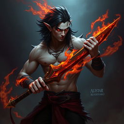 Alistar Bloodthirst, a 132-year-old male vampire from Ixalan, depicted as an adult equivalent to 25 human years